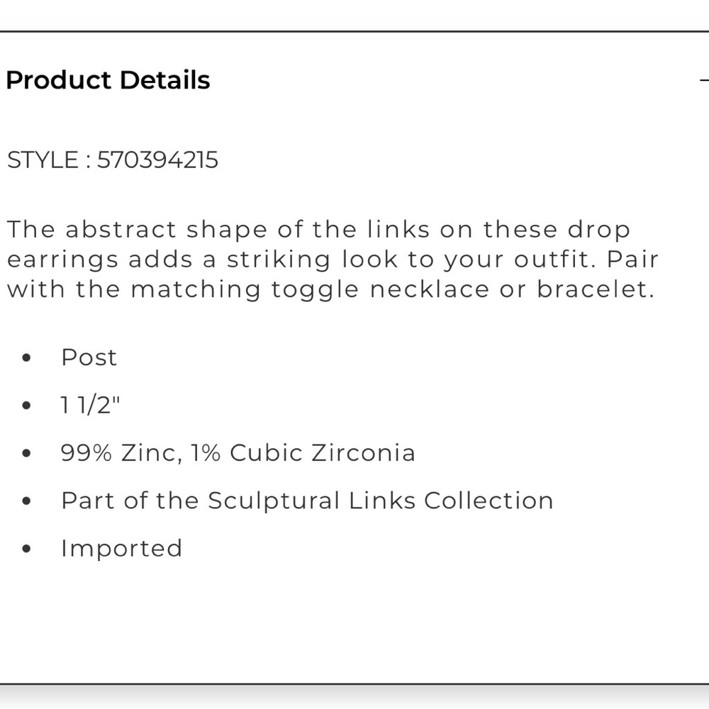 White House Black Market Gold double link drop earring - Picture 7 of 12